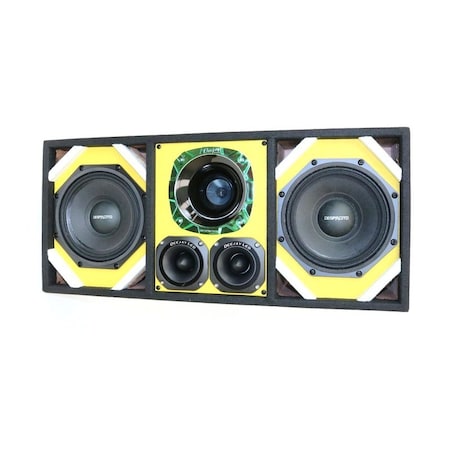 Deejay Led Loaded Box w/Two Despacito Heavy Duty 8-in Woofers One Horn and w/Two Bullet Tweeters YELLOW TBH8YELLOW