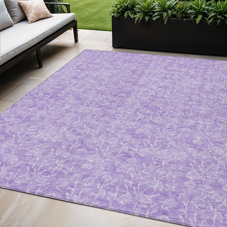 Homeroots 5' X 8' Lilac And Ivory Floral Washable Indoor Outdoor Area Rug 581871