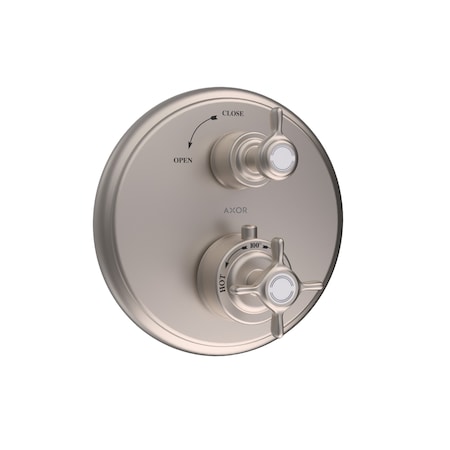 Axor Montreux Thermostatic Trim with Volume Control- Cross-Handle in Brushed Nickel 16817821