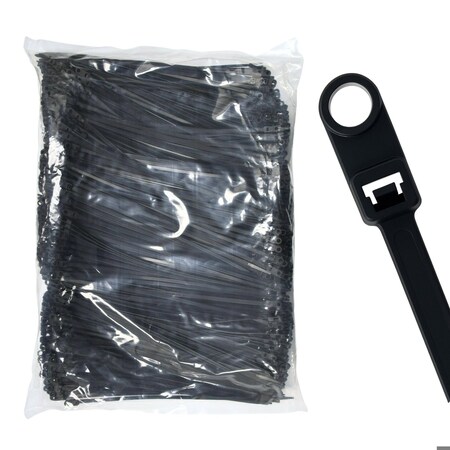 Cable Ties Unlimited Screw Mount Cable Tie, 8 in L, 50 lb Strength, 2.2 in Max Bundle Dia, Nylon, UV-Rated, Black, 1000PK SM8-50-0M