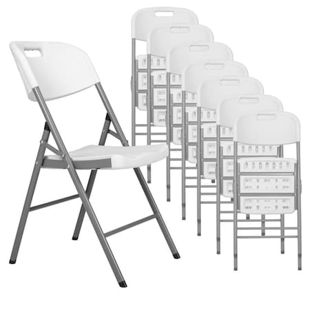 Regency Trestle Series Rectangular Blow Mold Folding Chair, 8PK 4200WH8PK