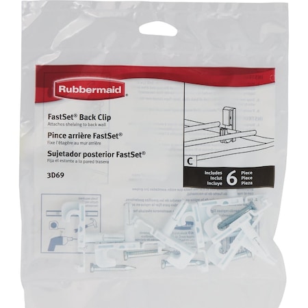 Rubbermaid White Direct Mount Back Clip, 6-Count FG3D69LWWHT