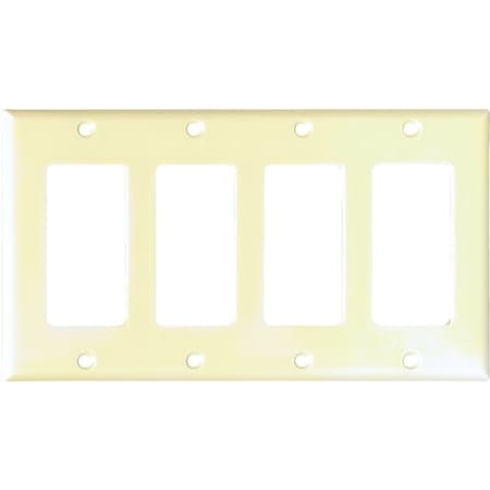 Eaton Wiring Devices 2164 Wallplate, 4-1/2 in L, 8.19 in W, 4 -Gang, Thermoset, Ivory, High-Gloss 2164V-BOX