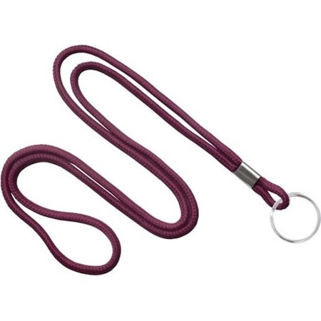 Brady LANYARD STANDARD, MAROON ROUND WOVEN LANYARD W/NICKEL PLATED STEEL, SPLIT RING 2135-3117