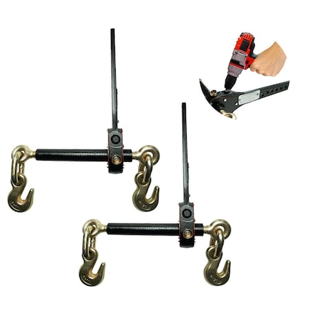 Mytee Products 3/8 in - 1/2 in Torque Drive Load Binder with Heavy-Duty Grab Hooks 9,200 lbs WLL, 2PK CBRS-SB-38x2