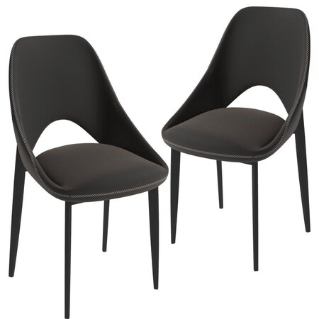 Leisuremod Amalfi Collection Fabric Modern Dining Chair in Charcoal, 2PK AC48CH2