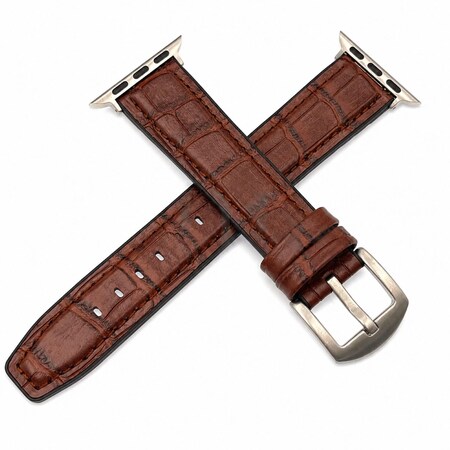Elegani Hybrid Band Compatible with Apple Watch 49mm, Dark Brown, Dark Brown/Rose Gold/Yellow Gold Buckle QRALGM2-DBR-49