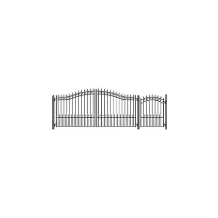 Aleko 14 ft. Prague Style Steel Swing Dual Driveway with Pedestrian Gate, Black SET14X4PRAD-UNB