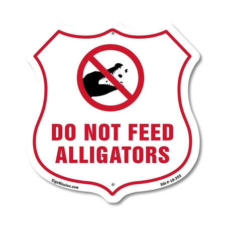 Signmission Alligator Warning Shield Sign Do Not Fee, 18 Inch X 18 Inch, Plastic Sign SHI-P-18-355