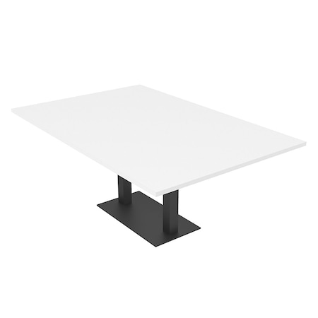 Skutchi Designs Rectangle Conference Table With Power Unit, 48 in W, 72 in L, White HAR-REC-48X72-DOU.BK-W960-NA