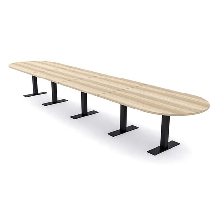 Skutchi Designs 18ft Conference Table With Power Unit | 18 Person Modular Racetrack Meeting Table | Harmony Series HAR-RAC-48X216-T.BK-K525-NA