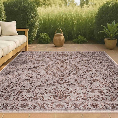 Jonathan Y Jerash Ornate Medallion Brown/Beige 3 ft. x 5 ft. Indoor/Outdoor Area Rug SMB115A-3