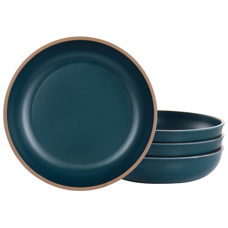 Gibson Home Rockabye 4 Piece Melamine Dinner Bowl Set in Dark Teal 136609.04