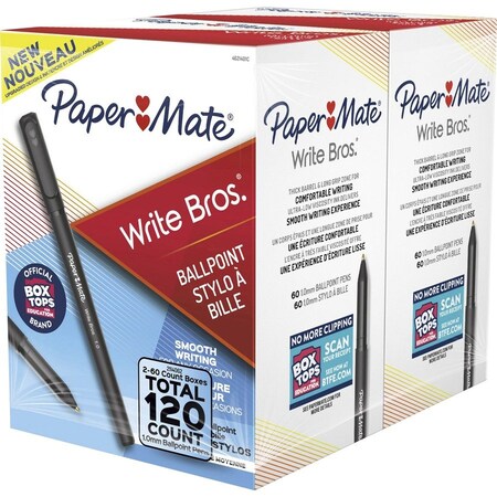 Sanford Paper Mate, WRITE BROS. STICK BALLPOINT PEN, MEDIUM 1 MM, BLACK INK/BARREL, 120PK 2096479