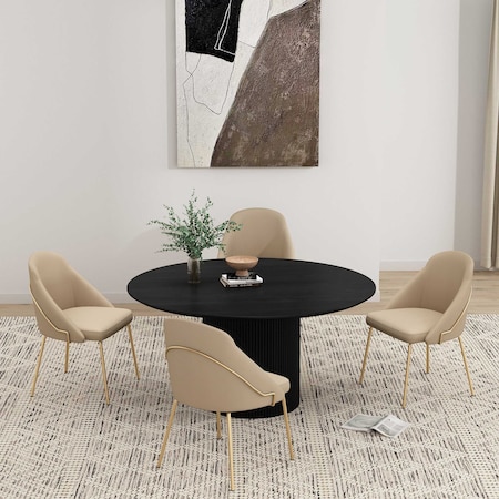 Manhattan Comfort Gracie Dining Chair in Tan and Gold - Set of 4 4-DC100-GTN