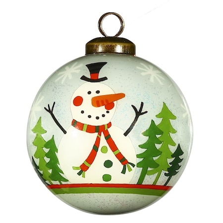Homeroots Festive Glitter Snowman Hand Painted Mouth Blown Glass Ornament 477464