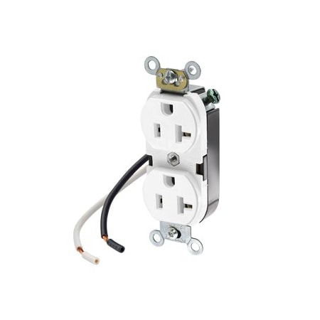 Leviton Commercial Grade Duplex Receptacle, 20 Amp, 125 Volt 5340-CW