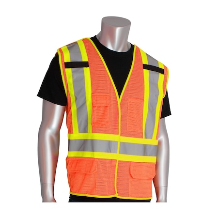 Pip ANSI Type R Class 2 and CAN/CSA Z96 Class 2 Two-Tone X-Back Breakaway Mesh Vest 302-0211-OR/3X