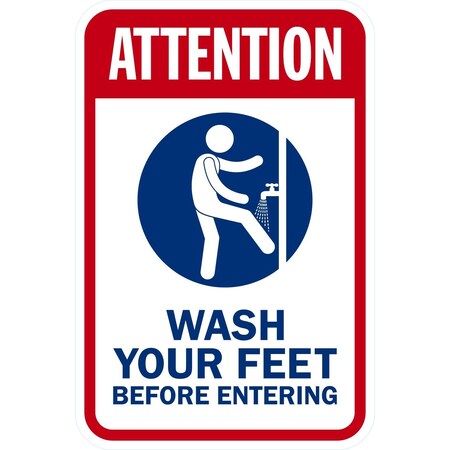 Lyle Attention, Wash Your Feet before Entering with Graphic, 12x18, Non-Reflective, White G-4479-NA_12x18