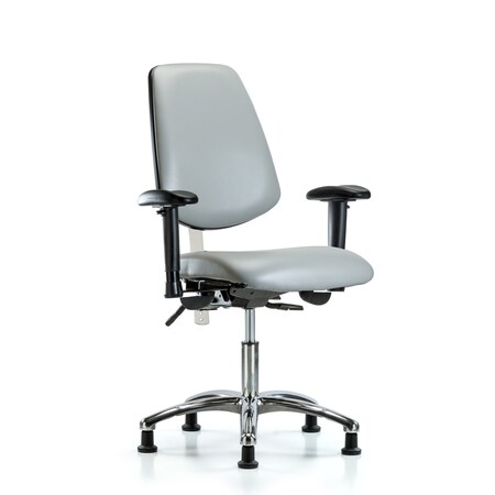 Blue Ridge Ergonomics Vinyl Clean Room Chair, Adjustable Arms BR-NCR-VDHCH-MB-CR-T1-A1-RG-8809