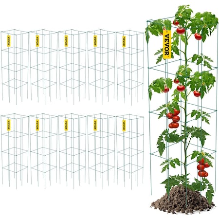 Vevor Tomato Cages Plant Support Cage Square Steel 3.8FT Green for Garden, 10PK VV-KZDFQJ11.8X46LS10Z
