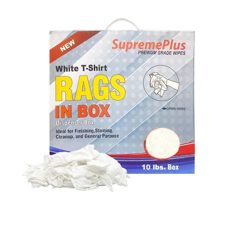 Supremeplus New White Knit T-Shirt Cleaning Rags, 10 lbs. Compressed Box SP-7668