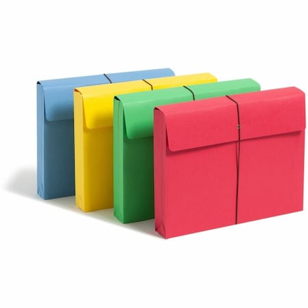 Smead 2" Accordion Expansion Wallet, Elastic Cord, Ltr, Blue/Green/Red/Yellow, 50/Box 77251