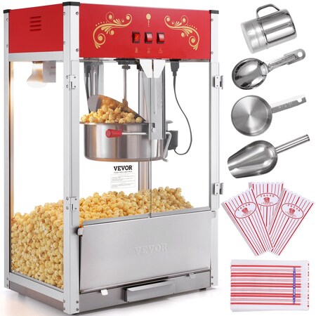 Vevor Popcorn Popper Machine Countertop Popcorn Maker 850W 8 Oz 48 Cups Black NP08001SE