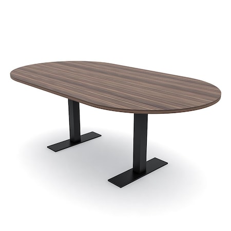 Skutchi Designs 6 Person Conference Table With Power Unit | 7' Racetrack Table | Harmony Series HAR-RAC-48X84-T.BK-H3041-NA