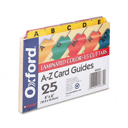 Oxford Laminated Index Card Guides Alpha 1/5 Tab Manila 4 x 6 25/Set 4635
