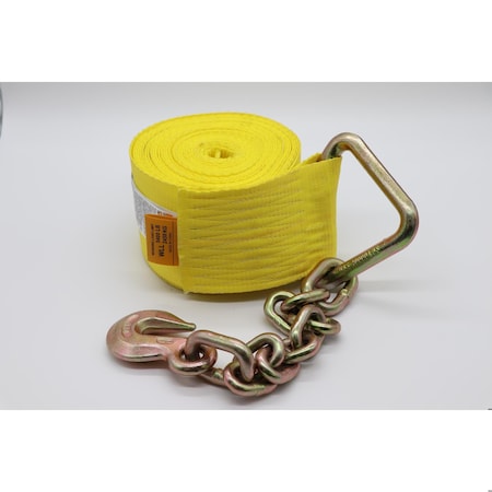 Briargate Winch Strap, 4in X30ft Wth Chain End & Clevis Hook. F430CH