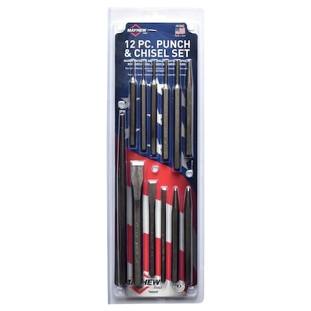 Mayhew Punch and Chisel Set, 12-Piece, Blast 61040