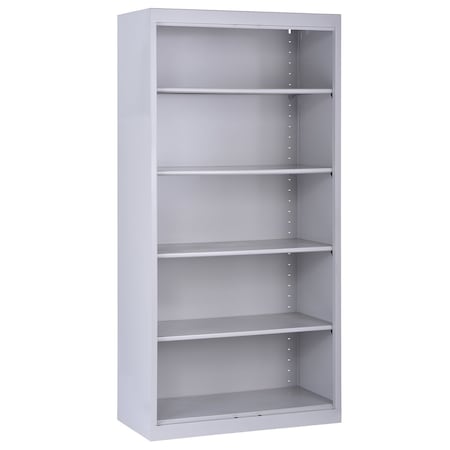Atlantic Metal Bookcase, Steel, 5 Shelf, Dove Gray, 72HX36W BA40361872-05