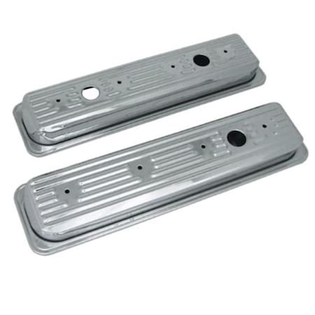 Strike3 R9702 2.37 in. Steel Valve Covers for 1987 Chevy 5.0L, Chrome ST745769