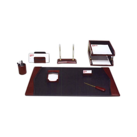 Workstationpro Burgundy Leather 8-Piece Desk Set TH264275