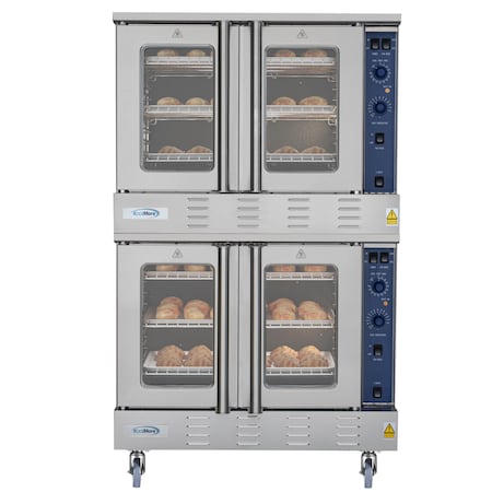 Koolmore 38 in. Full Size Double Commercial LP Convection Oven 108000 BTU Total w/ Stacking Kit and Casters KM-DCCO54-LPC