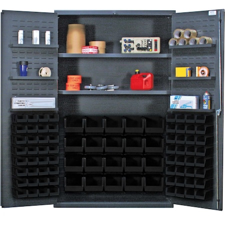 Quantum Storage Systems STORAGE CABINET W/84 BLACK BINS QSC-4804BK
