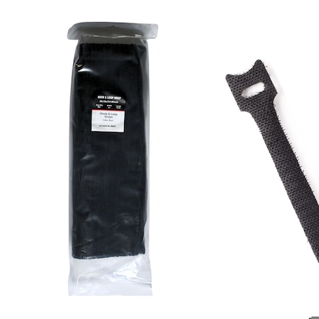 Cable Ties Unlimited Self-Gripping Cable Tie, 18 in L, 0.75 in W, Hook and Loop Closure, Black, 100PK HL18x3/4-Black