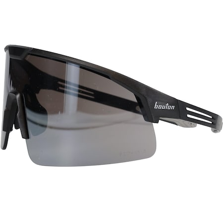 Bouton Optical Enhanced Coverage Half-Frame Safety Glasses, w/Black Frame, Silver Mirror Plus Lens, and Anti-Scratch 250-41-0005