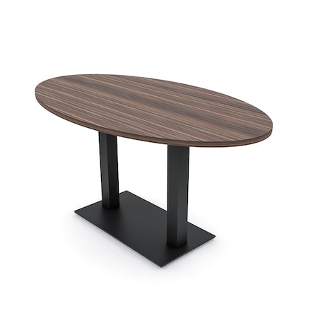 Skutchi Designs Oval Conference Table With Power Unit, 36 in W, 72 in L, Brown HAR-OVL-36X72-DOU.BK-H3041-NA