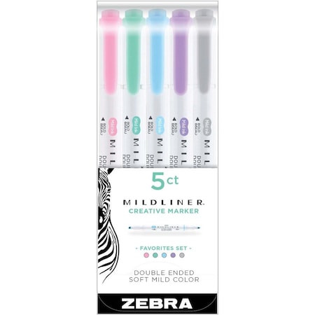 Zebra Pen Mildliner Double Ended Highlighter Refresh Asst 5 Pack 78505
