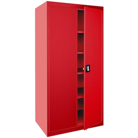 Sandusky Lee Storage Cabinet, 72 in H, 36 in W, 24 in D, Recessed, Keyed, Red, 4 Shelves EA4R362472-01