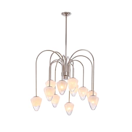 Vidalite Nimbus 12-Light Polished Nickle Chandelier With Snow White Glass Shades, Modern & Contemporary Style CE1013065