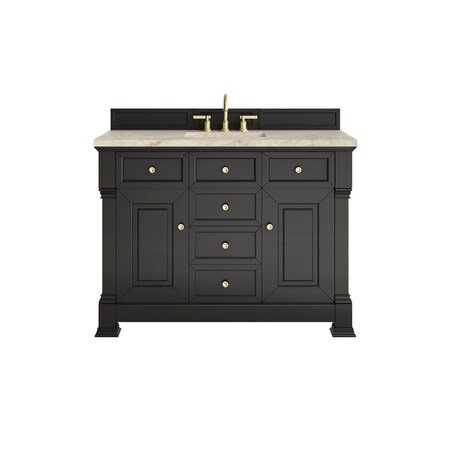 James Martin Vanities Brookfield 48" Single Vanity, Black Onyx, w/ 3 CM Tajnar Eclos Top w/FreePower Wireless Charger 547-V48-BKO-FTJR