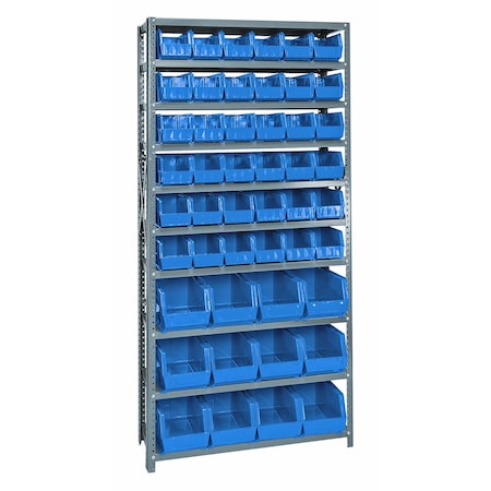 Quantum Storage Systems 10 SHELF OPEN UNIT W/48 BLUE BINS QSBU-230240BL