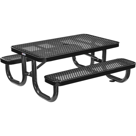 Global Industrial 4' Rectangular Kids Picnic Table, Expanded Metal, Black 695485KBK