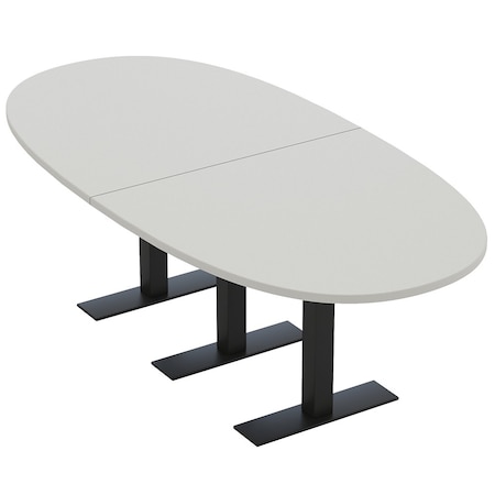 Skutchi Designs 8ft Conference Table With Power Unit | 8 Person Modular Boval Meeting Table | Harmony Series HAR-BOVL-48X96-T.BK-U779-NA