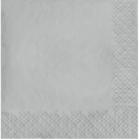 Touch Of Color 6.5" x 6.5" Shimmering Silver Napkins 600 PK 663281B