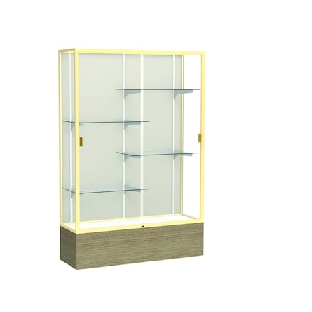 Ghent Reliant Floor Case, Plaque Back, Champagne, 48"W x 72"H x 16"D 2074PB-GD-DK