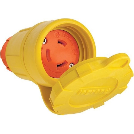 Pass & Seymour Locking Connector, L7-30R, 30 A, 277V AC, Single Phase, 2 Pole, Screw Terminals, Yellow 29W49AM